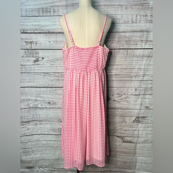Torrid 2x Barbie Hot Pink‎ Gingham Chiffon Button Midi Dress - Picture 3 of 10